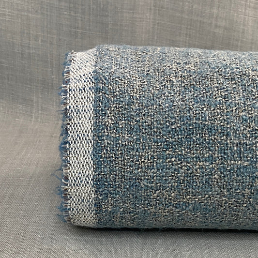 Lin mélangé bleu lagon lavé à la pierre