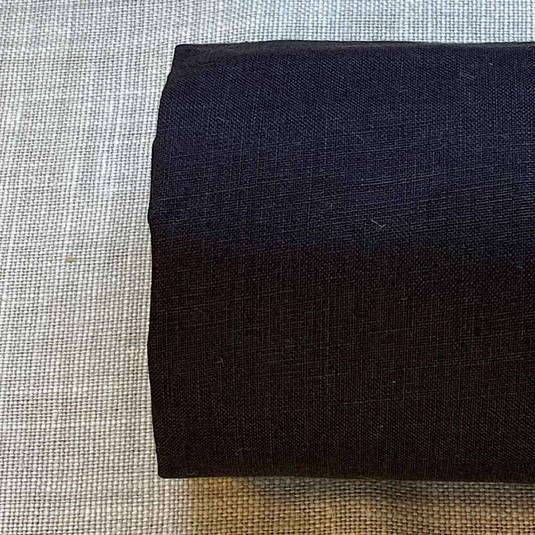 Pur lin noir satiné lavé à la pierre