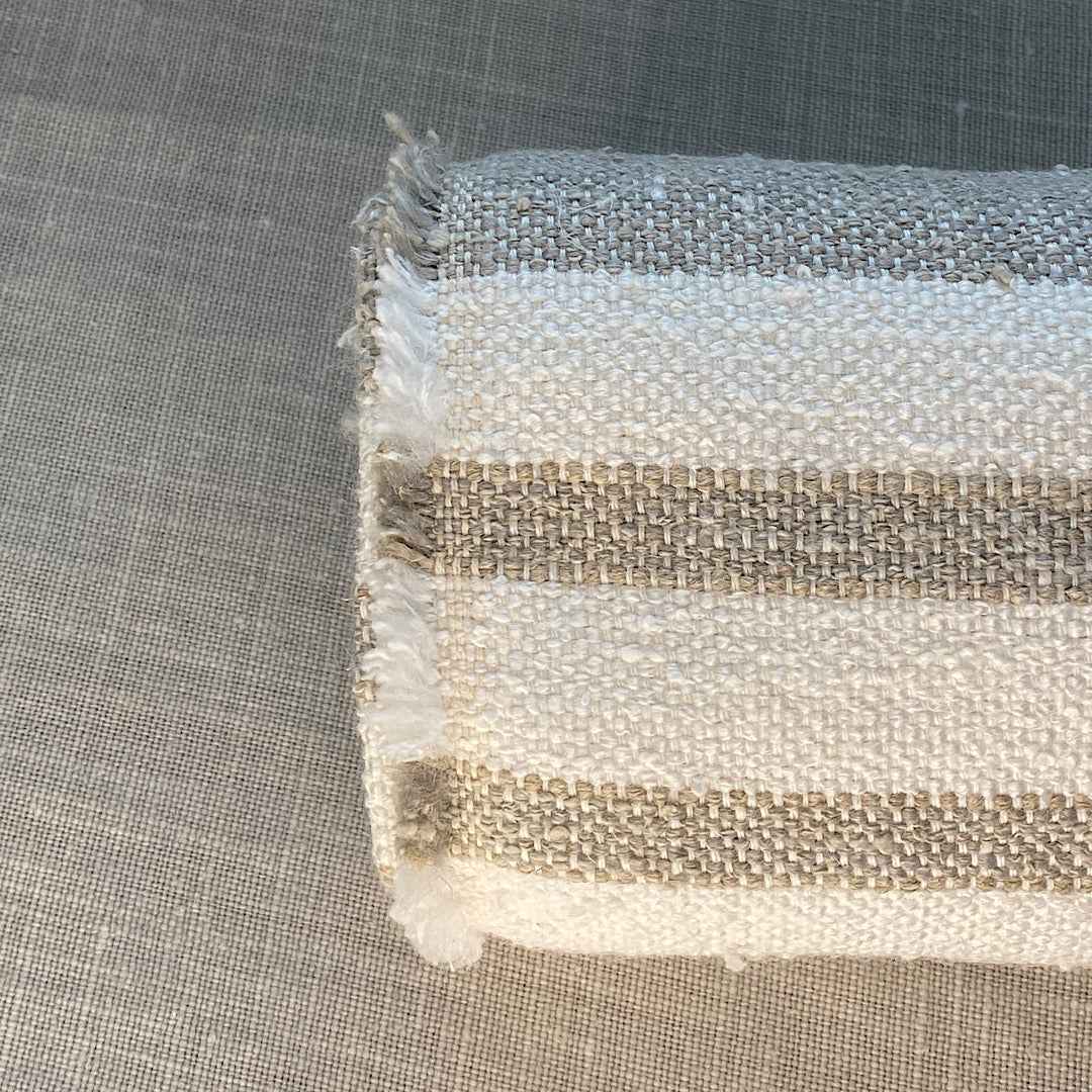 Pur lin rayé blanc/beige