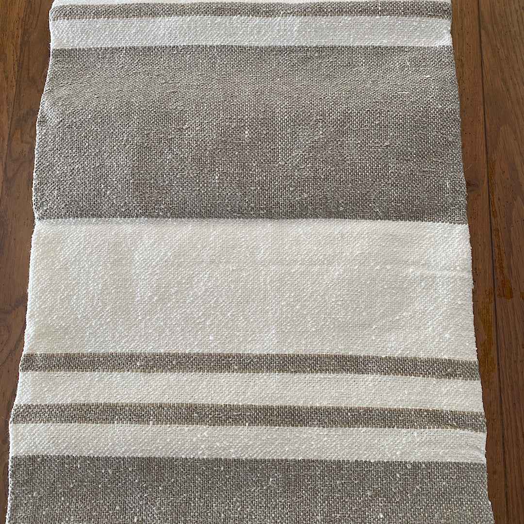 Pur lin rayé blanc/beige