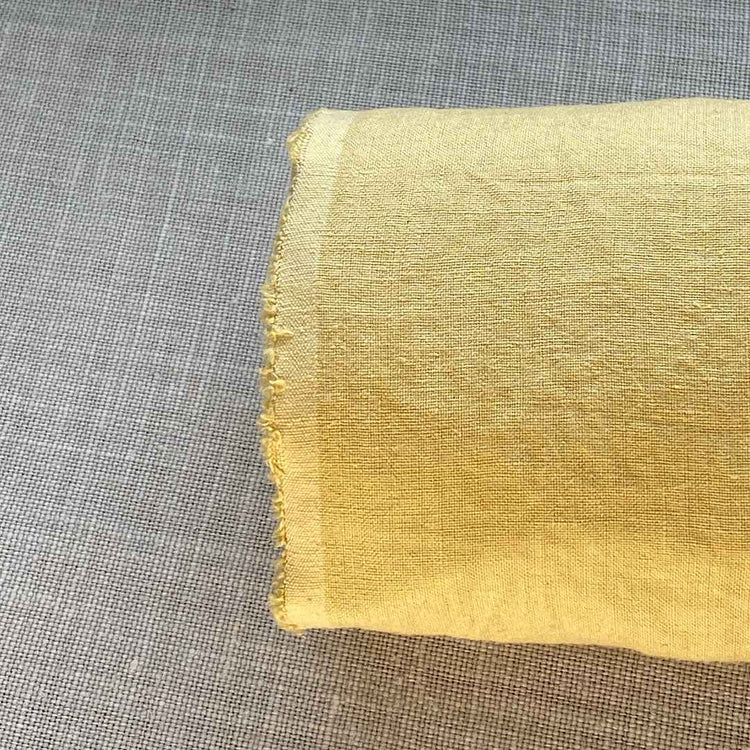 Pur lin jaune paille lavé à la pierre