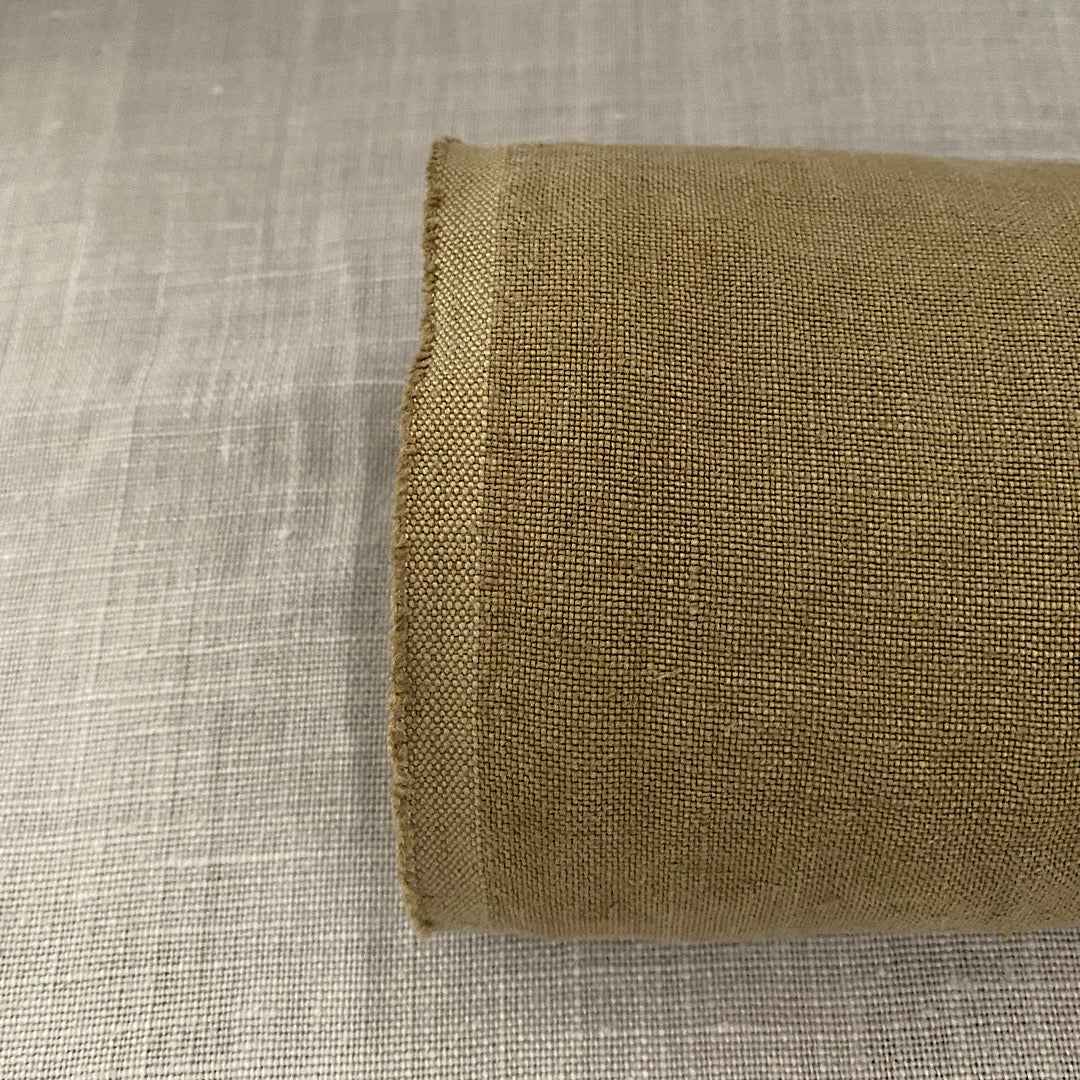 Pur lin olive dorée lavé à la pierre