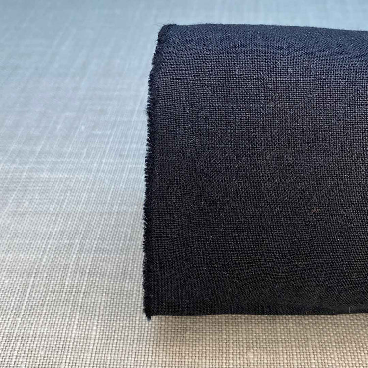 Pur lin biface marine/noir brossé