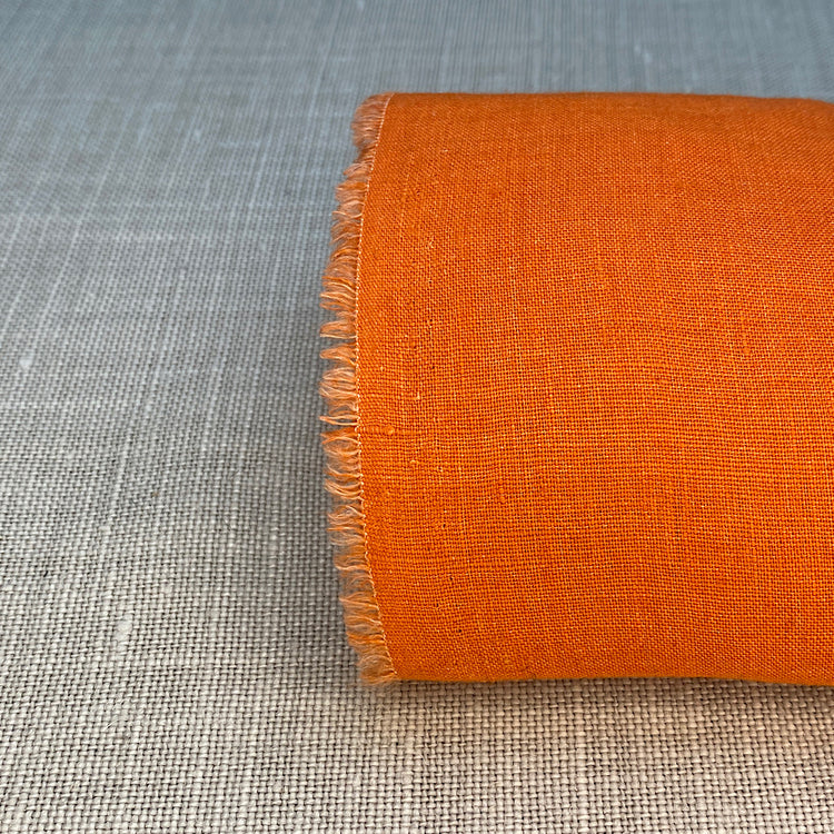 Pur lin orange changeant lavé en atelier
