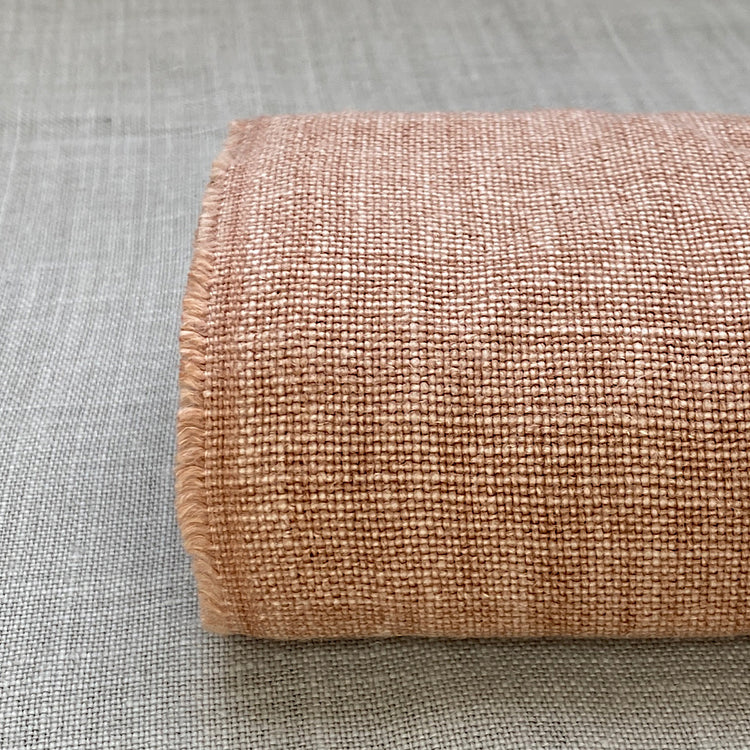 Pur lin blanchi rouge terracotta