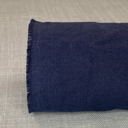 Pur lin bleu marine brossé