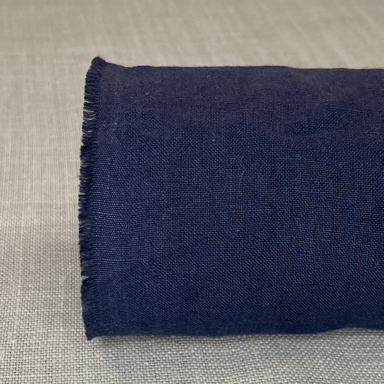 Pur lin bleu marine brossé