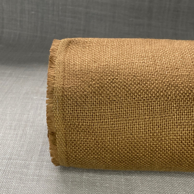 Pur lin marron doré lavé en atelier
