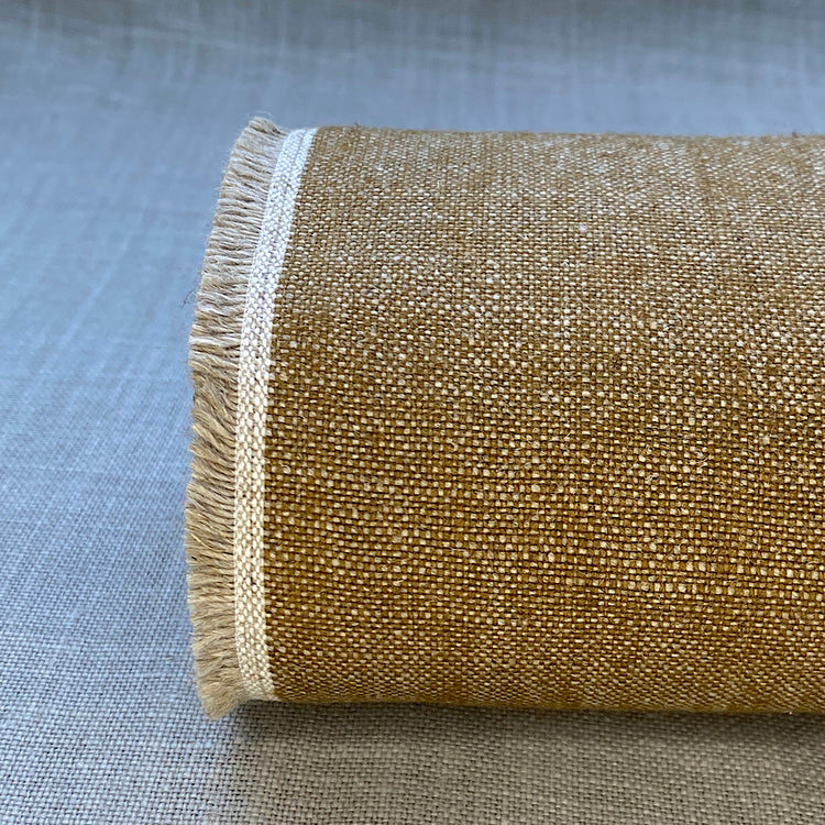 Pur lin changeant marron brut de tissage
