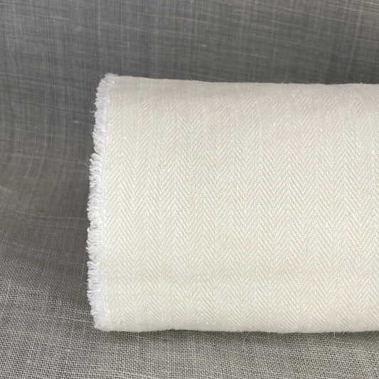 Pur chanvre chevron blanc nacré lavé à la pierre