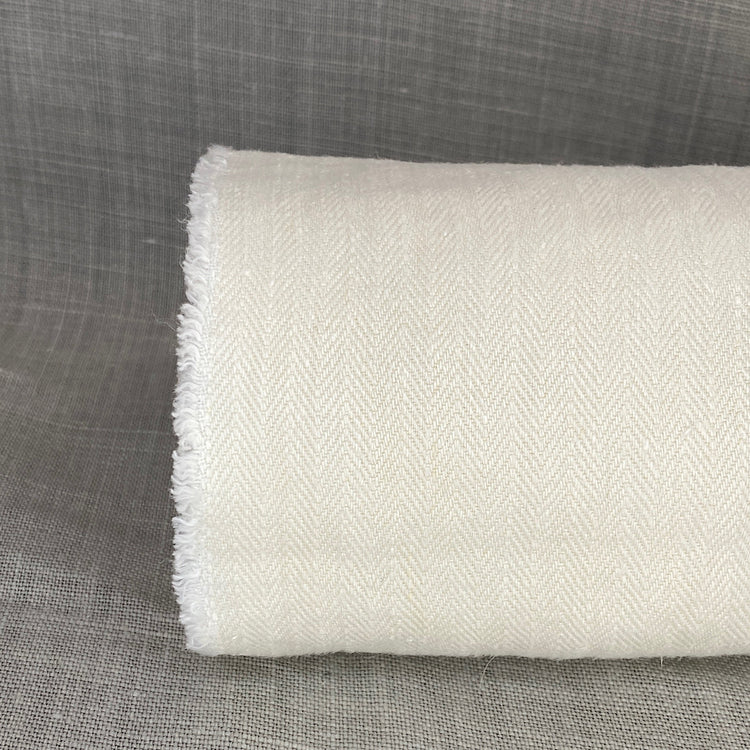 Pur chanvre chevron blanc nacré lavé à la pierre