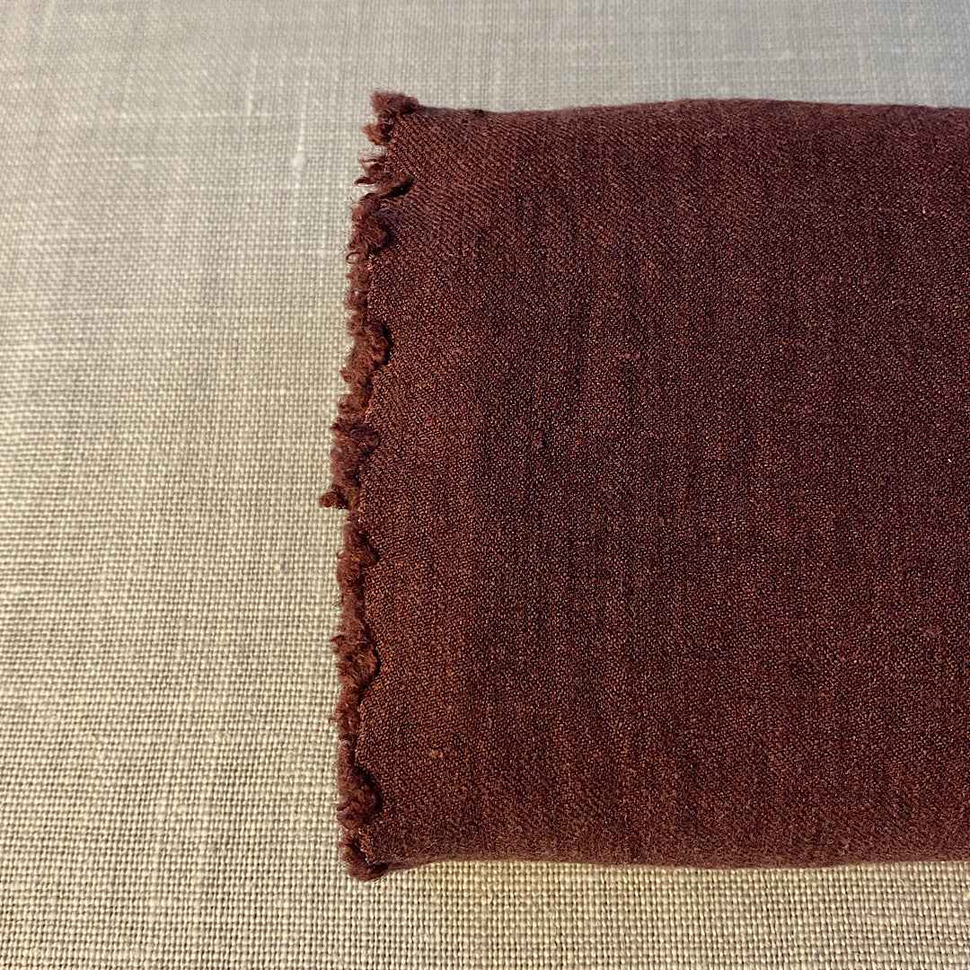 Lin mélangé rouge oxydé lavé à la pierre