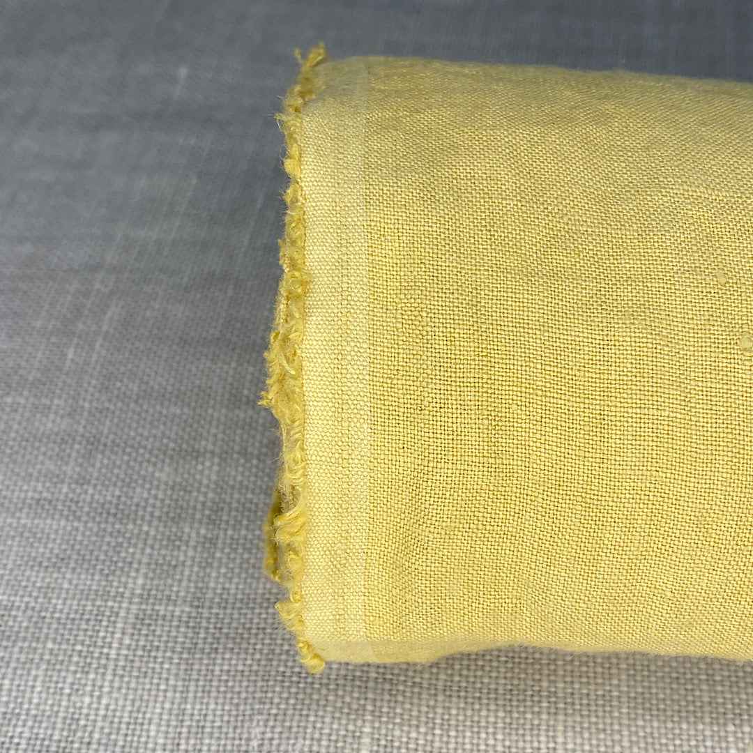 Pur lin jaune paille lavé à la pierre
