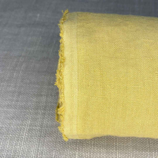 Pur lin jaune paille lavé à la pierre