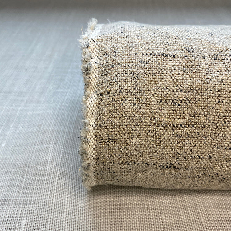 Lino gris jaspeado puro, lavado a la piedra