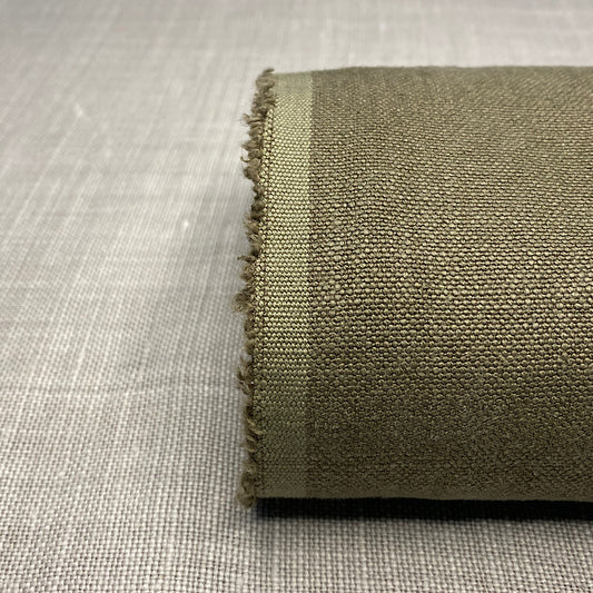 Stone-washed khaki green blended linen