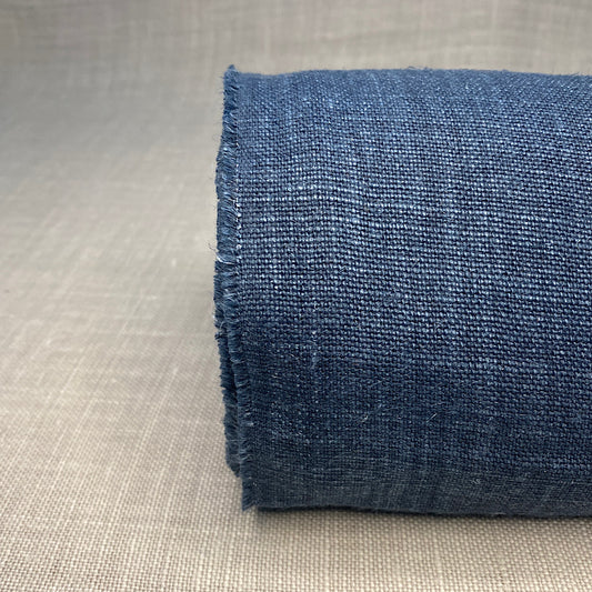 Pur lin bleu minuit blanchi et brossé