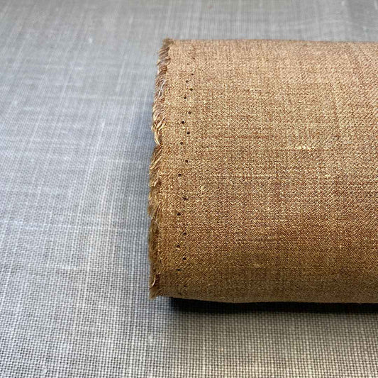 Lin mélangé marron camel lavé à la pierre