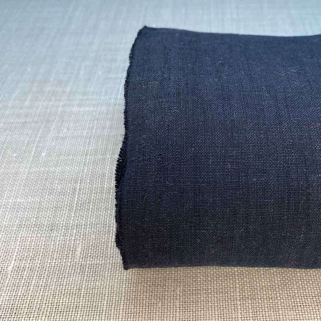 Pur lin biface marine/noir brossé