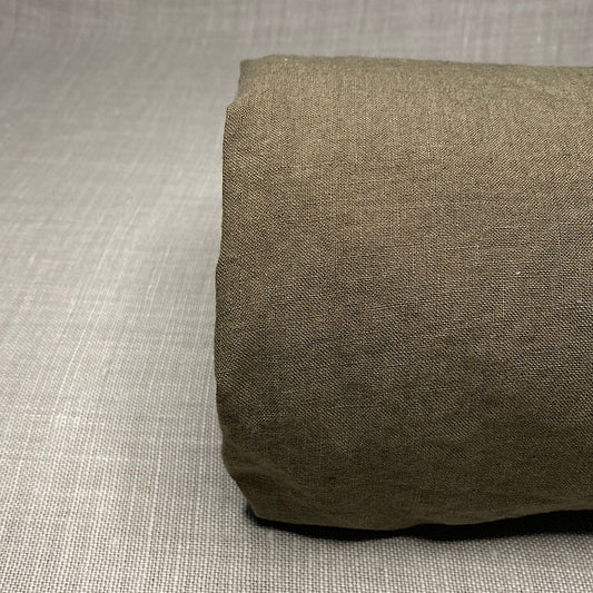 Pur lin vert olive lavé à la pierre