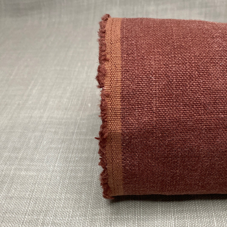 Pur lin rouge oxydé lavé à la pierre