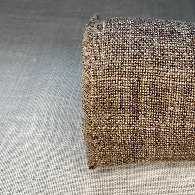 Pur lin blanchi marron chocolat