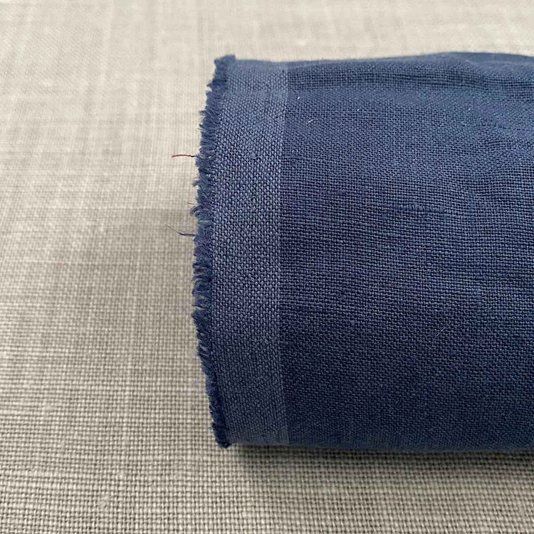Pur lin bleu marine lavé à la pierre